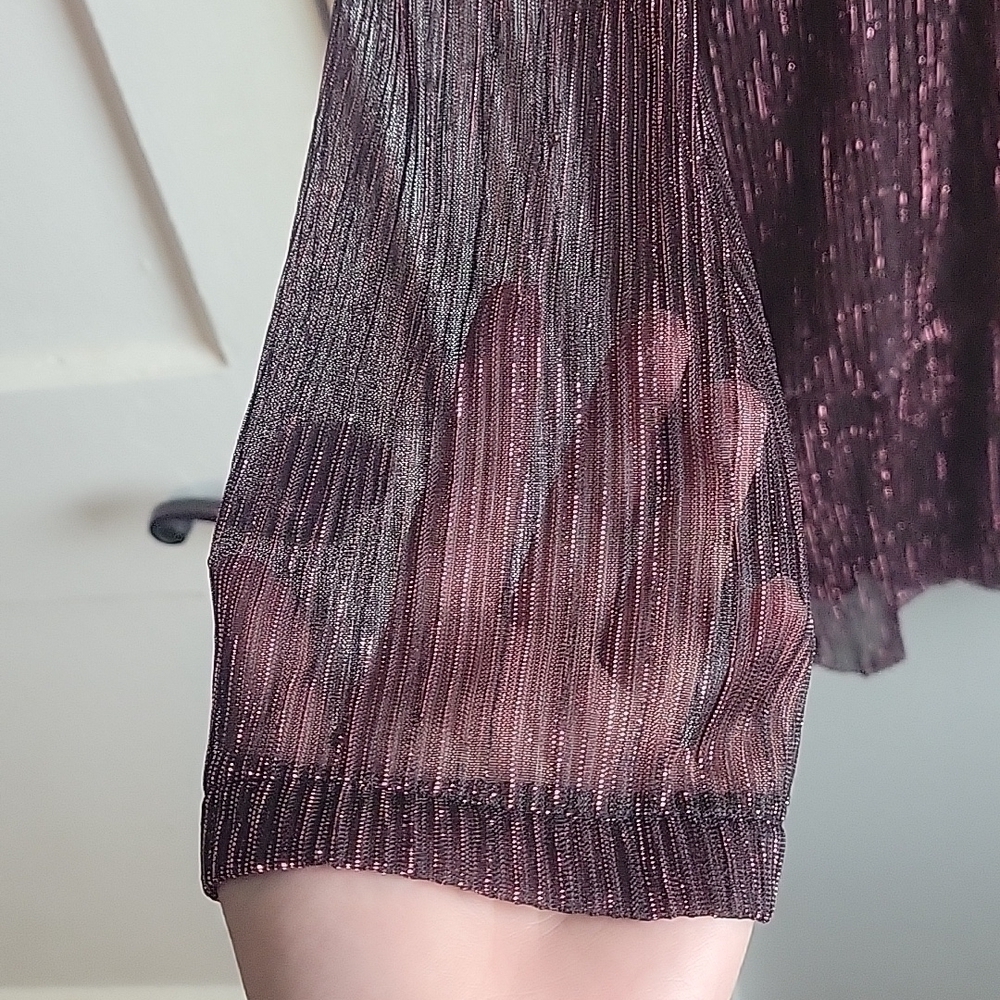 Socialite Metallic Long Sleeve Tiered Mini Dress-Size XL - Picture 10 of 16